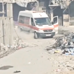 استهداف قوات الاحتلال لسيارة إسعاف أمام مستشفى كمال عدوان